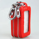 9075 Universal Crocodile Texture Genuine Leather Double Zipper Car Key Case(Blue)