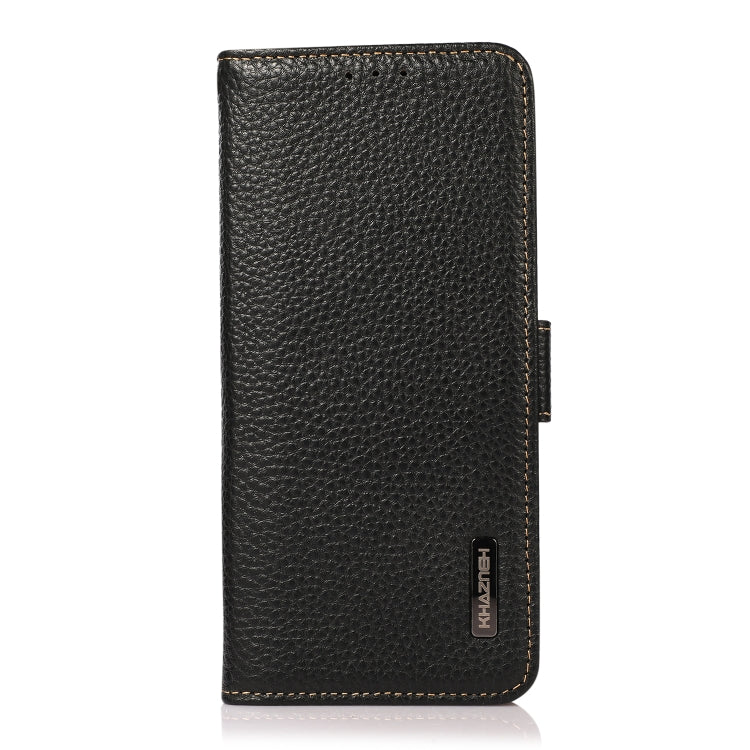 For Honor Magic 4 Pro KHAZNEH Side-Magnetic Litchi Genuine Leather RFID Phone Case(Black)