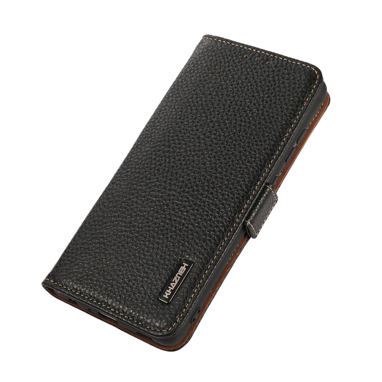 For Honor Magic 4 Pro KHAZNEH Side-Magnetic Litchi Genuine Leather RFID Phone Case(Black)
