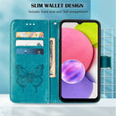 For Tecno Spark 8 Embossed Butterfly Leather Phone Case(Blue)