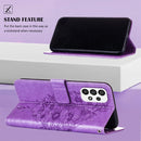 For Samsung Galaxy A73 5G Embossed Butterfly Leather Phone Case(Light Purple)