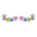 S925 Sterling Silver Butterfly Flower Ear Stud Women Earrings