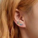 S925 Sterling Silver Butterfly Flower Ear Stud Women Earrings