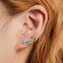 S925 Sterling Silver Butterfly Flower Ear Stud Women Earrings