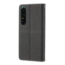 For Sony Xperia 1 IV Woven Texture Stitching Magnetic PU Leather Phone Case(Black)