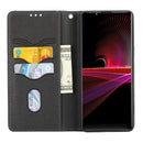 For Sony Xperia 1 IV Woven Texture Stitching Magnetic PU Leather Phone Case(Black)