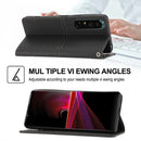 For Sony Xperia 1 IV Woven Texture Stitching Magnetic PU Leather Phone Case(Black)