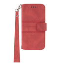 For Motorola Moto G22 Embossed Striped Magnetic Buckle Horizontal Flip Phone Leather Case(Red)