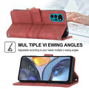 For Motorola Moto G22 Embossed Striped Magnetic Buckle Horizontal Flip Phone Leather Case(Red)