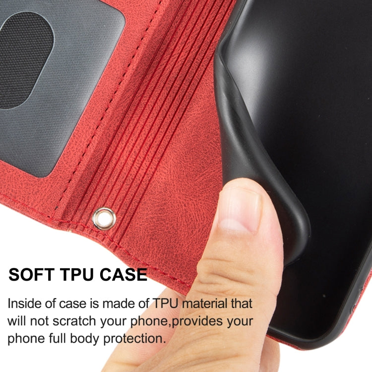 For Motorola Moto G22 Embossed Striped Magnetic Buckle Horizontal Flip Phone Leather Case(Red)