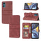 For Motorola Moto G22 Embossed Striped Magnetic Buckle Horizontal Flip Phone Leather Case(Red)