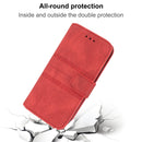 For Motorola Moto G22 Embossed Striped Magnetic Buckle Horizontal Flip Phone Leather Case(Red)