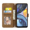 For Motorola Moto G22 Embossed Striped Magnetic Buckle Horizontal Flip Phone Leather Case(Brown)