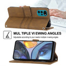 For Motorola Moto G22 Embossed Striped Magnetic Buckle Horizontal Flip Phone Leather Case(Brown)