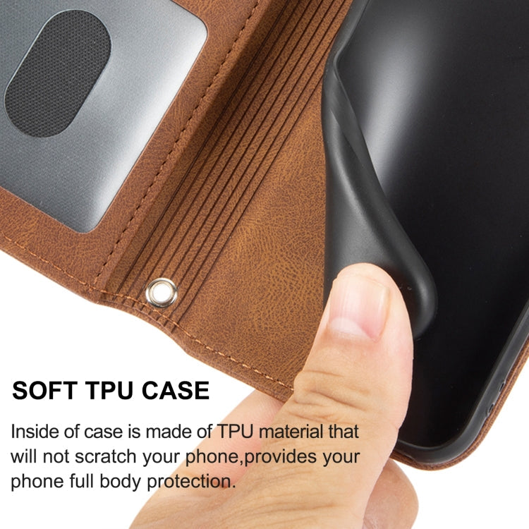 For Motorola Moto G22 Embossed Striped Magnetic Buckle Horizontal Flip Phone Leather Case(Brown)