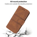 For Motorola Moto G22 Embossed Striped Magnetic Buckle Horizontal Flip Phone Leather Case(Brown)