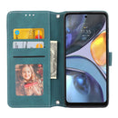 For Motorola Moto G22 Embossed Striped Magnetic Buckle Horizontal Flip Phone Leather Case(Green)