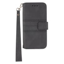 For Motorola Moto G22 Embossed Striped Magnetic Buckle Horizontal Flip Phone Leather Case(Black)
