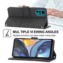 For Motorola Moto G22 Embossed Striped Magnetic Buckle Horizontal Flip Phone Leather Case(Black)