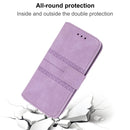 For Motorola Moto G22 Embossed Striped Magnetic Buckle Horizontal Flip Phone Leather Case(Purple)