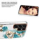 For Samsung Galaxy S22 Ultra 5G Ring IMD Flowers TPU Phone Case(Blue Rose)