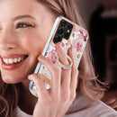 For Samsung Galaxy S22 Ultra 5G Ring IMD Flowers TPU Phone Case(Pink Gardenia)