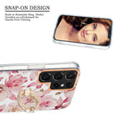 For Samsung Galaxy S22 Ultra 5G Ring IMD Flowers TPU Phone Case(Pink Gardenia)