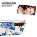 For Samsung Galaxy A13 5G Ring IMD Flowers TPU Phone Case(Blue Peony)