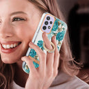 For Samsung Galaxy A73 5G Ring IMD Flowers TPU Phone Case(Blue Rose)