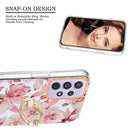 For Samsung Galaxy A73 5G Ring IMD Flowers TPU Phone Case(Pink Gardenia)