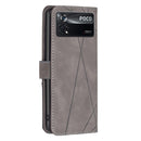 For Xiaomi Poco M4 Pro 5G Magnetic Buckle Rhombus Texture Leather Phone Case(Grey)