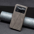 For Xiaomi Poco M4 Pro 5G Magnetic Buckle Rhombus Texture Leather Phone Case(Grey)