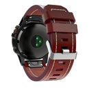 For Garmin Fenix 5X (With sewing thread) Quick-release Leather Watch Band(Brown)