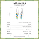 S925 Sterling Silver Colorful Feather Ear Hook Women Earrings