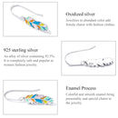 S925 Sterling Silver Colorful Feather Ear Hook Women Earrings