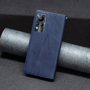For Infinix Note 11 Rhombus Texture Magnetic Leather Phone Case(Blue)