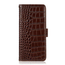 For Samsung Galaxy M33 5G Crocodile Top Layer Cowhide Leather Phone Case(Brown)