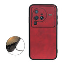 For vivo X80 Pro Accurate Hole Two-color Calf Texture PU Phone Case(Red)