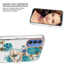 For Motorola Moto E20 / E30 / E40 Ring IMD Flowers TPU Phone Case(Blue Rose)