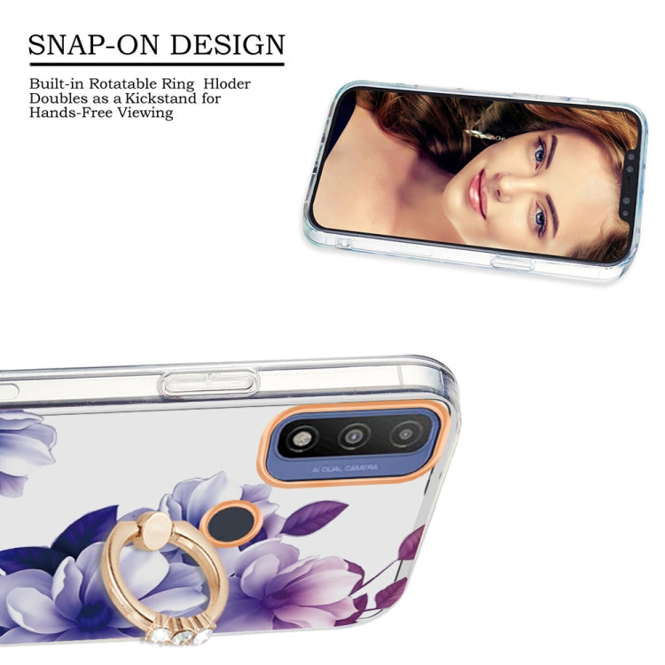 For Motorola Moto G Pure Ring IMD Flowers TPU Phone Case(Purple Begonia)