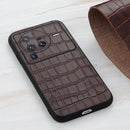 For vivo X80 Pro Accurate Hole Crocodile Texture Genuine Leather Phone Case(Brown)