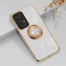 For Samsung Galaxy A53 Japanese Version 6D Electroplating Full Coverage Silicone Protective Case with Magnetic Ring Holder(White)
