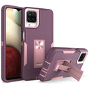 For Samsung Galaxy A12 Magnetic Holder Phone Case(Purple Red + Rose Gold)