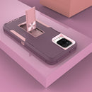 For Samsung Galaxy A12 Magnetic Holder Phone Case(Purple Red + Rose Gold)