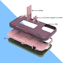 For Samsung Galaxy A12 Magnetic Holder Phone Case(Purple Red + Rose Gold)