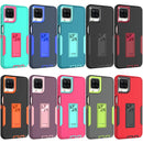 For Samsung Galaxy A12 Magnetic Holder Phone Case(Purple Red + Rose Gold)