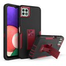 For Samsung Galaxy A22 5G Magnetic Holder Phone Case(Black + Wine Red)