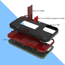 For Samsung Galaxy A22 5G Magnetic Holder Phone Case(Black + Wine Red)