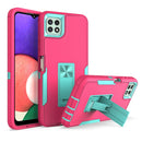 For Samsung Galaxy A22 5G Magnetic Holder Phone Case(Rose Red + Blue-green)