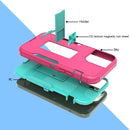 For Samsung Galaxy A22 5G Magnetic Holder Phone Case(Rose Red + Blue-green)
